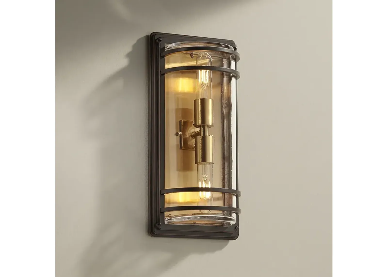 Habitat 16" High Bronze and Brass 2-Light Wall Sconce