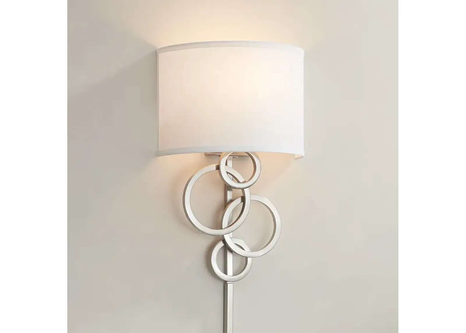 Possini Euro Design Circles Modern Plug-In Wall Sconce with Cord Cover