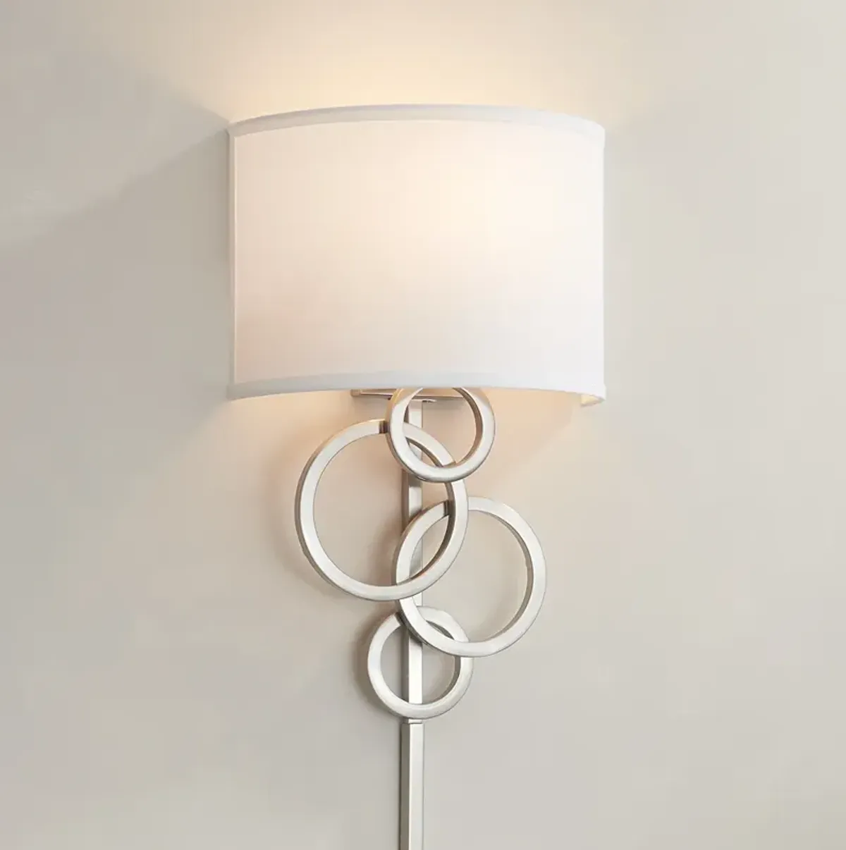 Possini Euro Design Circles Modern Plug-In Wall Sconce with Cord Cover