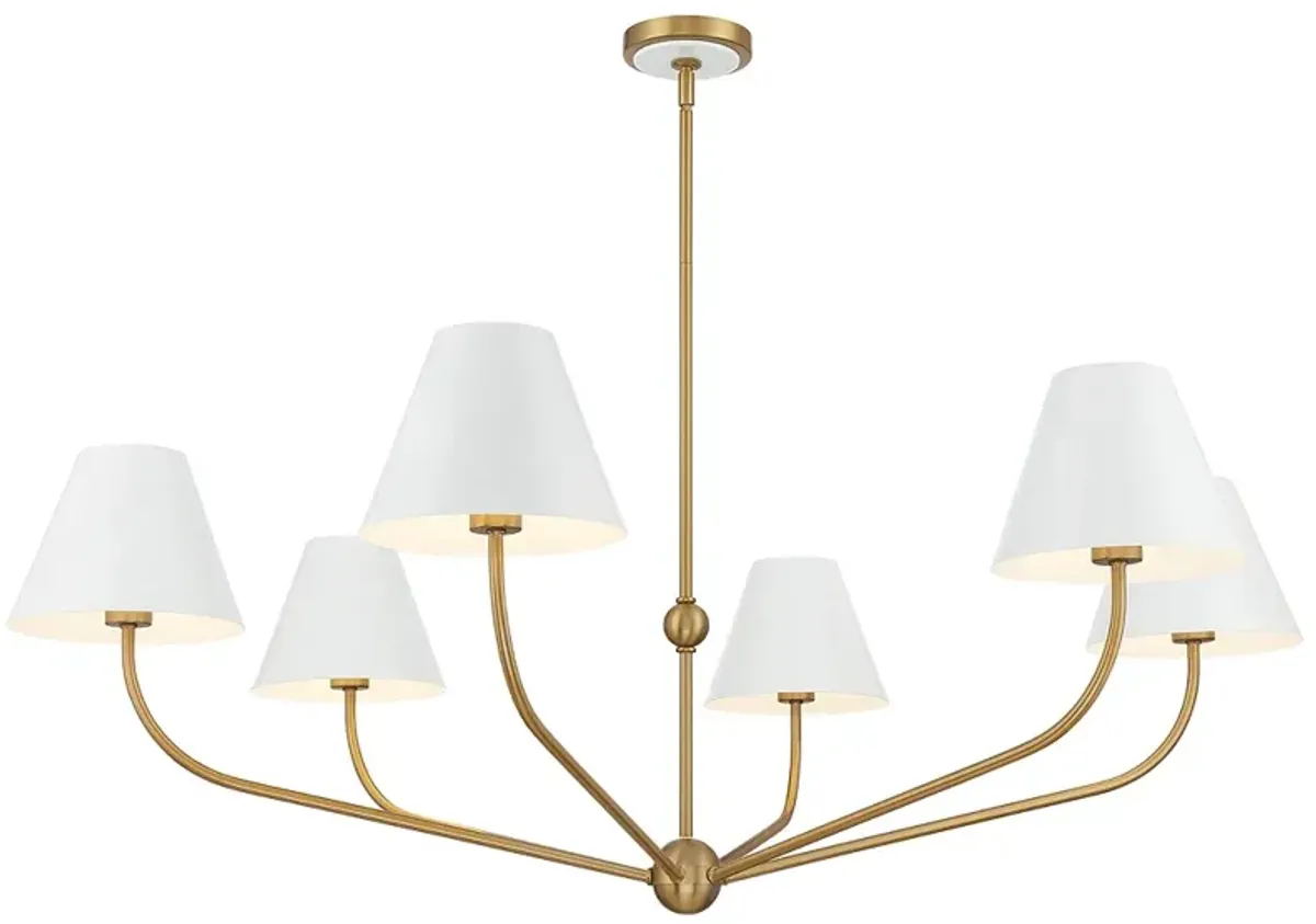 Xavier 6 Light Vibrant Gold + White Chandelier