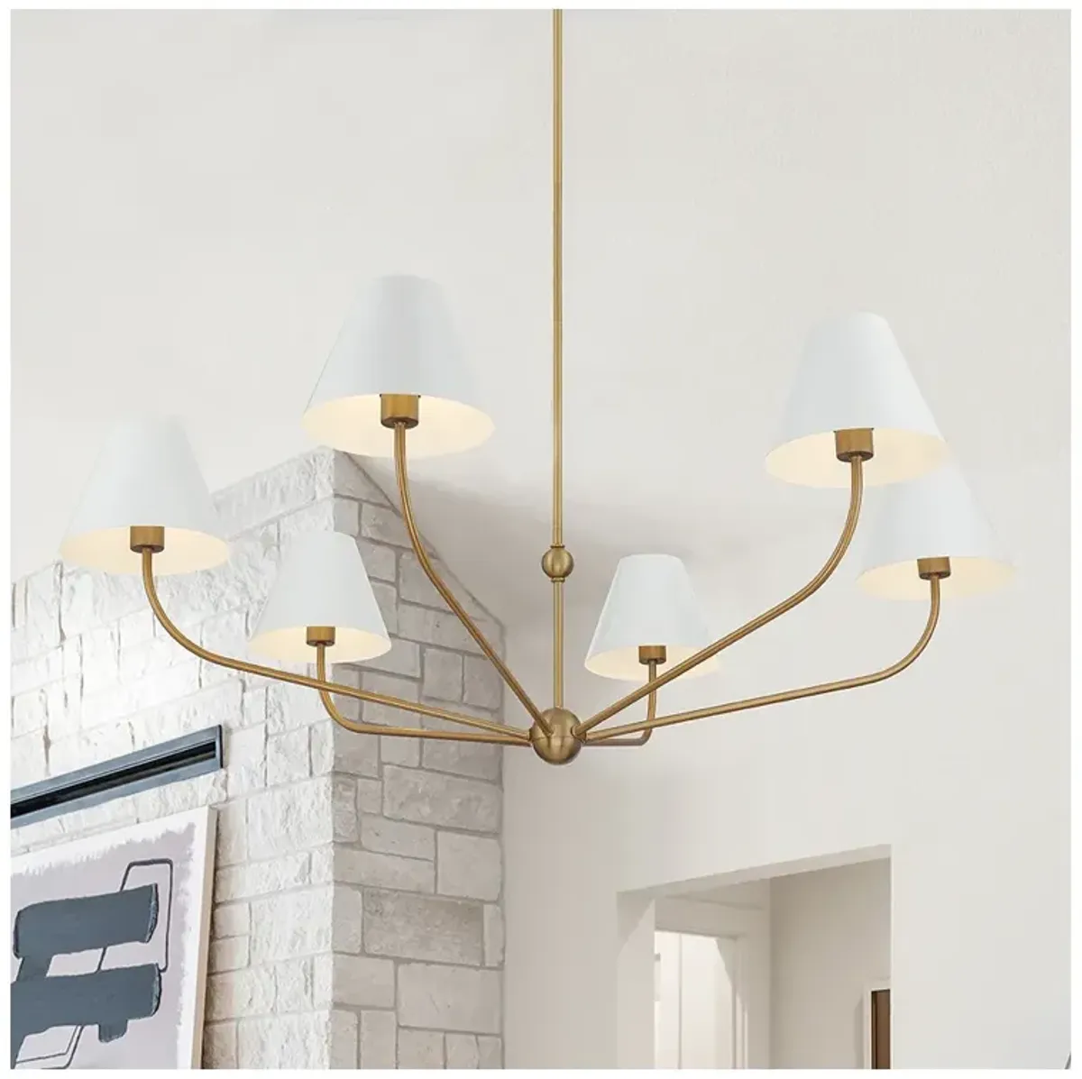 Xavier 48" Wide Vibrant Gold and White 6-Light Chandelier