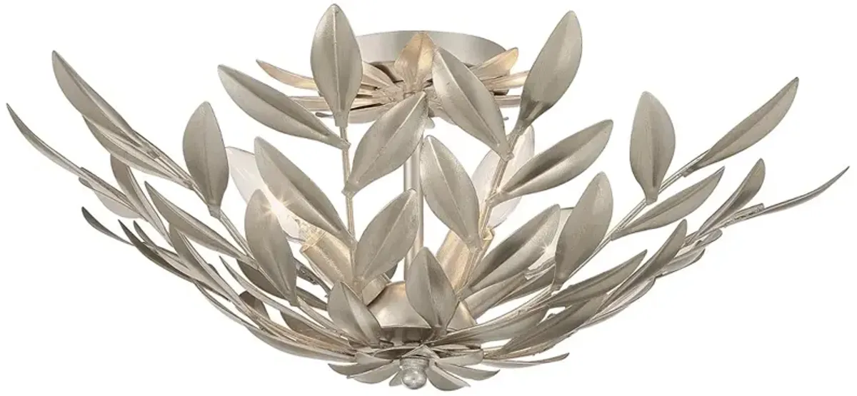 Broche 4 Light Antique Silver Semi Flush Mount