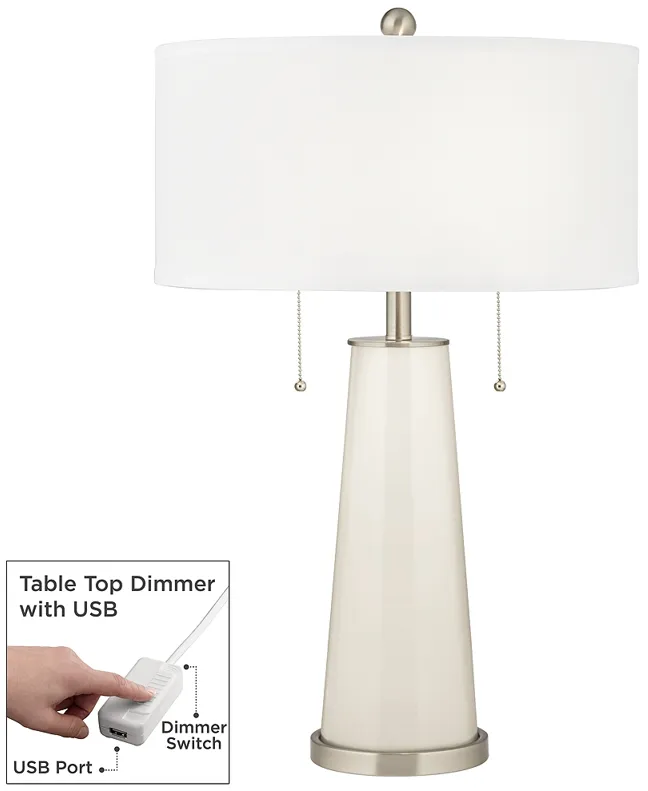 West Highland White Peggy Glass Table Lamp With Dimmer