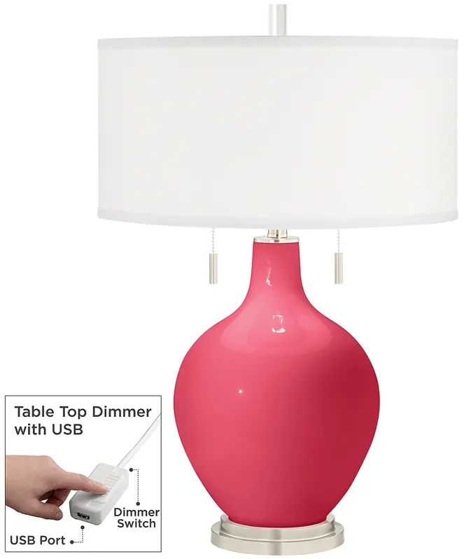 Eros Pink Toby Table Lamp with Dimmer