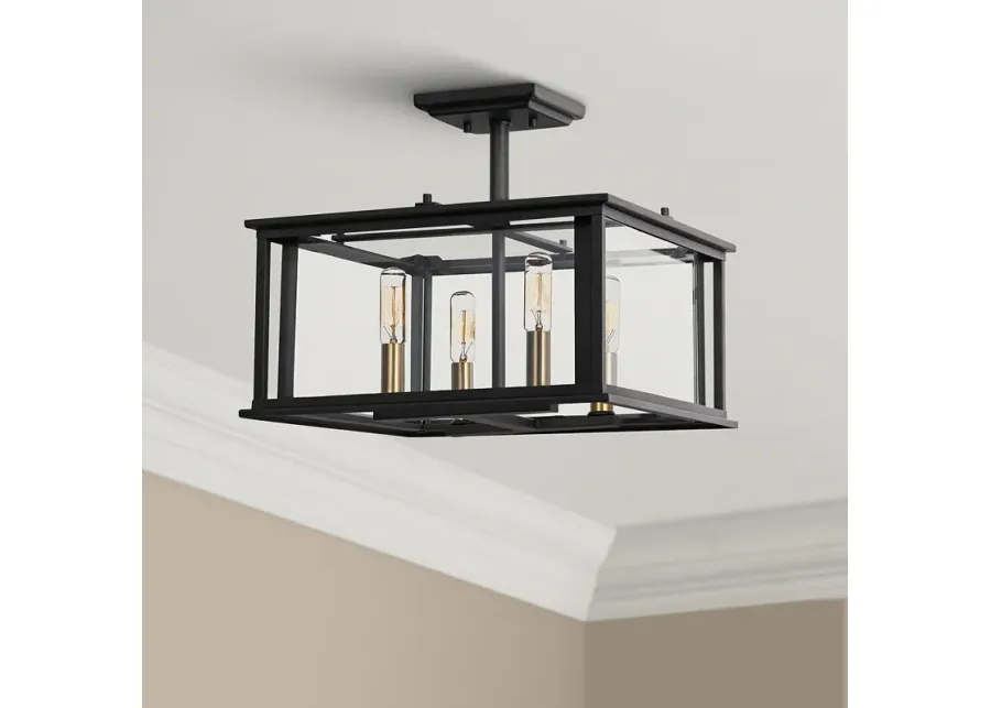 Quoizel Citadel 14" Wide Earth Black 4-Light Ceiling Light