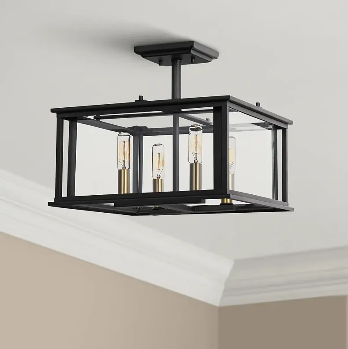 Quoizel Citadel 14" Wide Earth Black 4-Light Ceiling Light