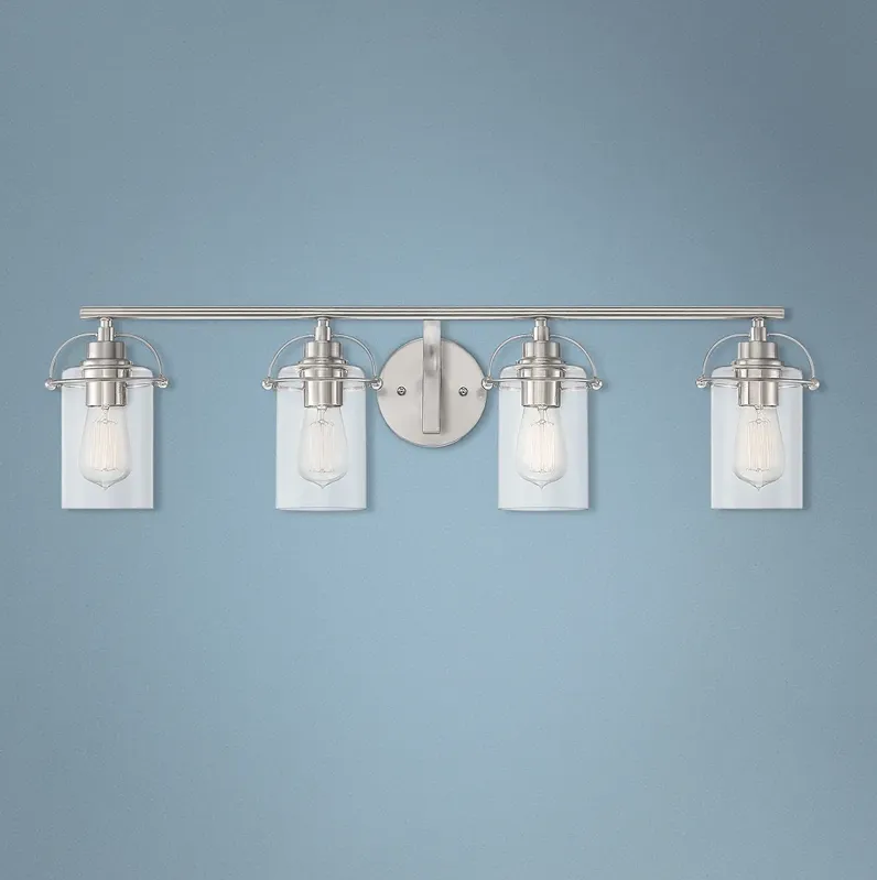 Quoizel Emerson 33 1/2"W Brushed Nickel 4-Light Bath Light