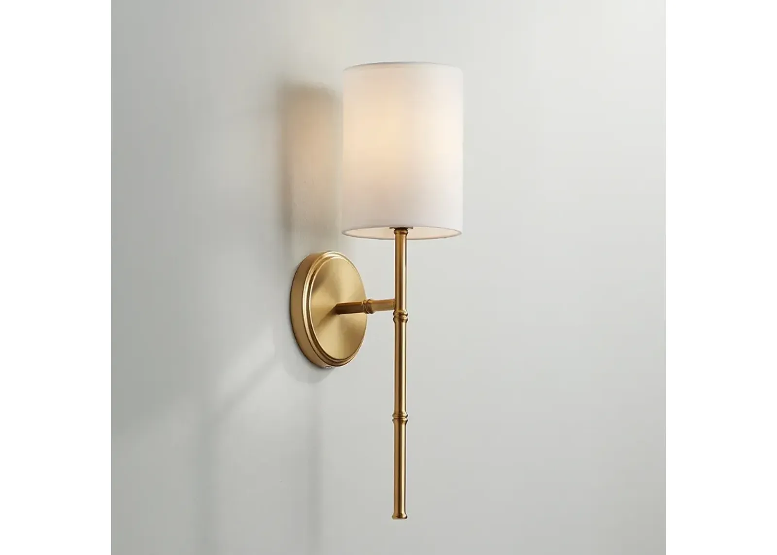 Regency Hill Abigale 19 1/4" White Shade and Brass Wall Sconce