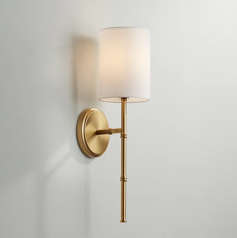 Regency Hill Abigale 19 1/4" White Shade and Brass Wall Sconce