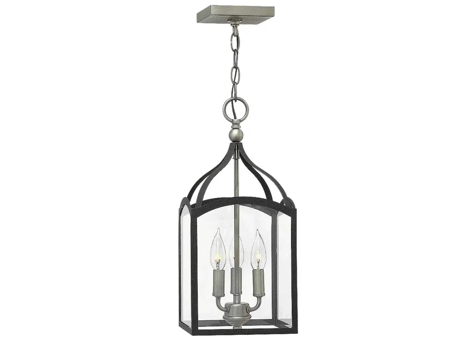 Foyer Clarendon-Small Open Frame Pendant-Aged Zinc