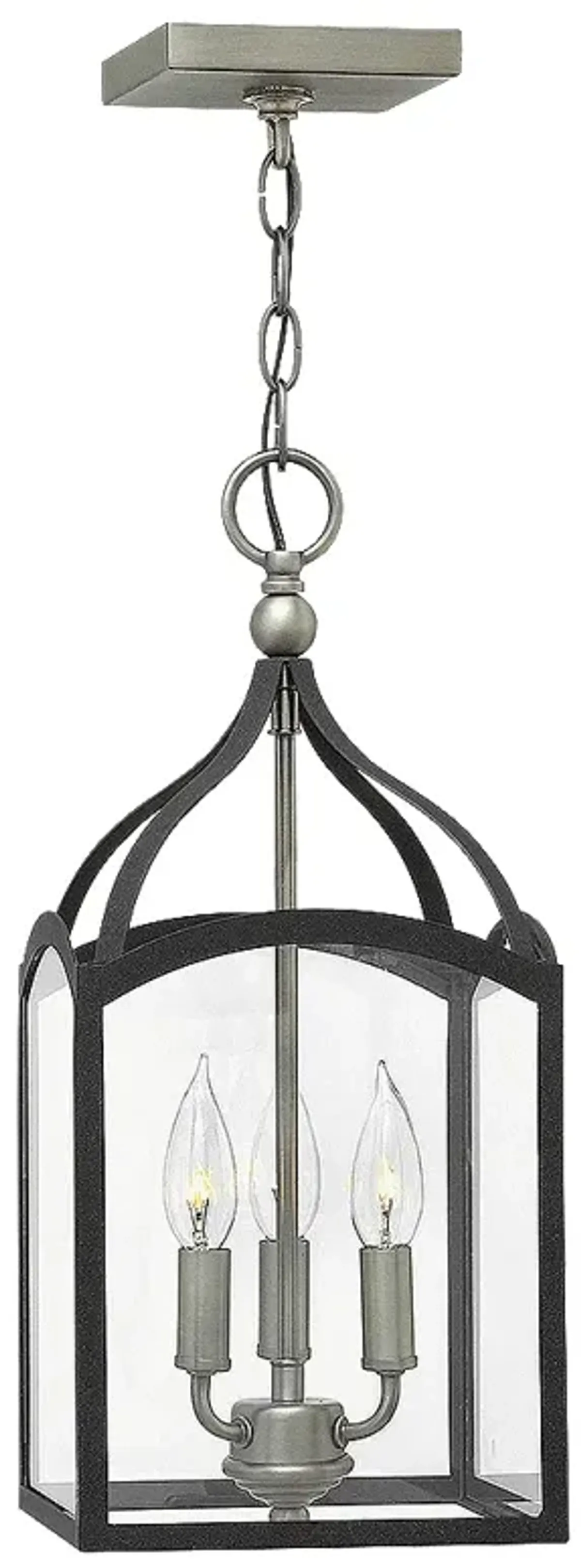 Foyer Clarendon-Small Open Frame Pendant-Aged Zinc