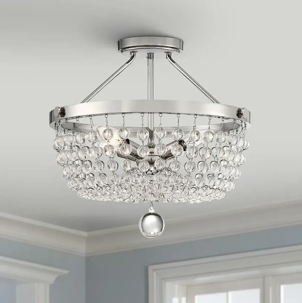 Quoizel Teresa 16"W Polished Nickel and Glass Ceiling Light