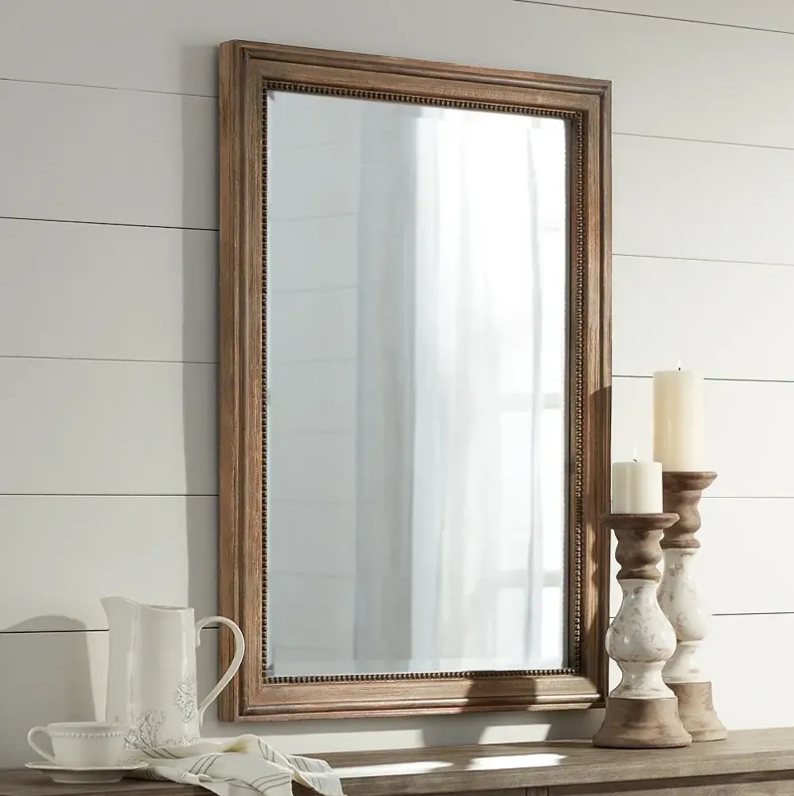 Noble Park Lesley 26 3/4" x 37" Beaded Wood Wall Mirror