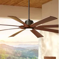 70" Possini Defender Bronze Koa LED Large Damp Ceiling Fan with Remote