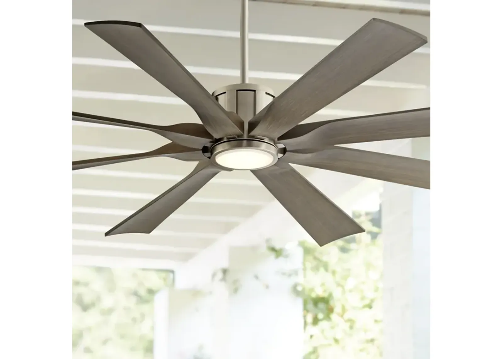 60" Possini Defender Brushed Nickel Damp LED Ceiling Fan with Remote