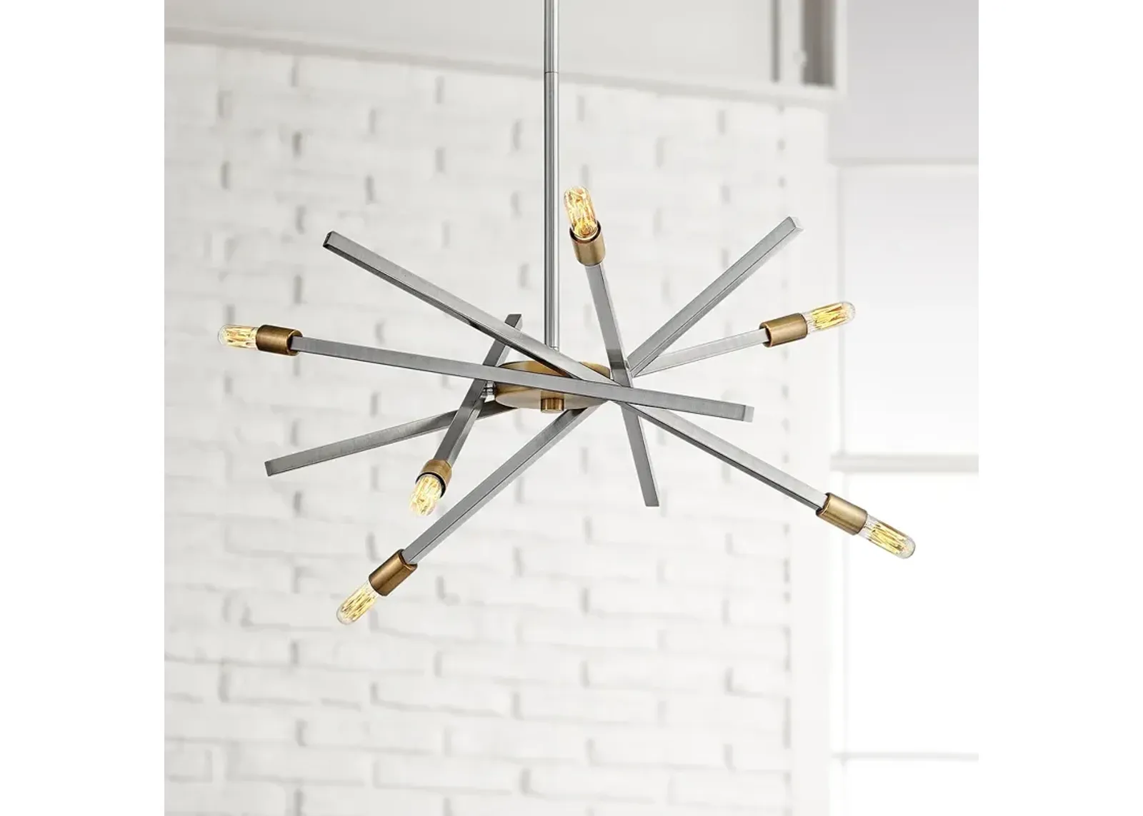 Hinkley Archer 26" Wide Brushed Nickel 6-Light Modern Pendant