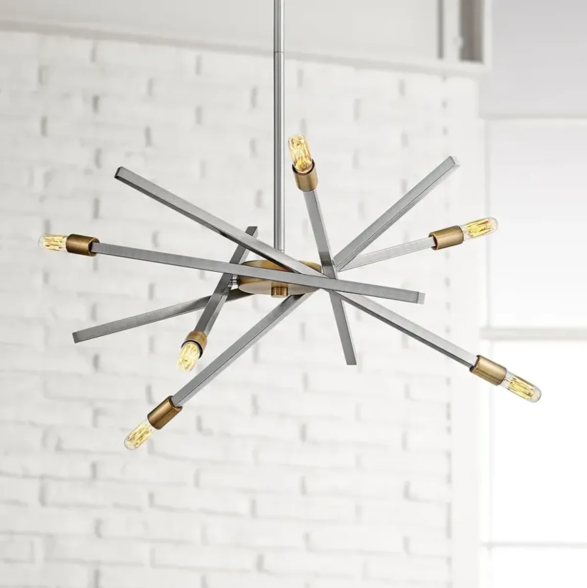 Hinkley Archer 26" Wide Brushed Nickel 6-Light Modern Pendant