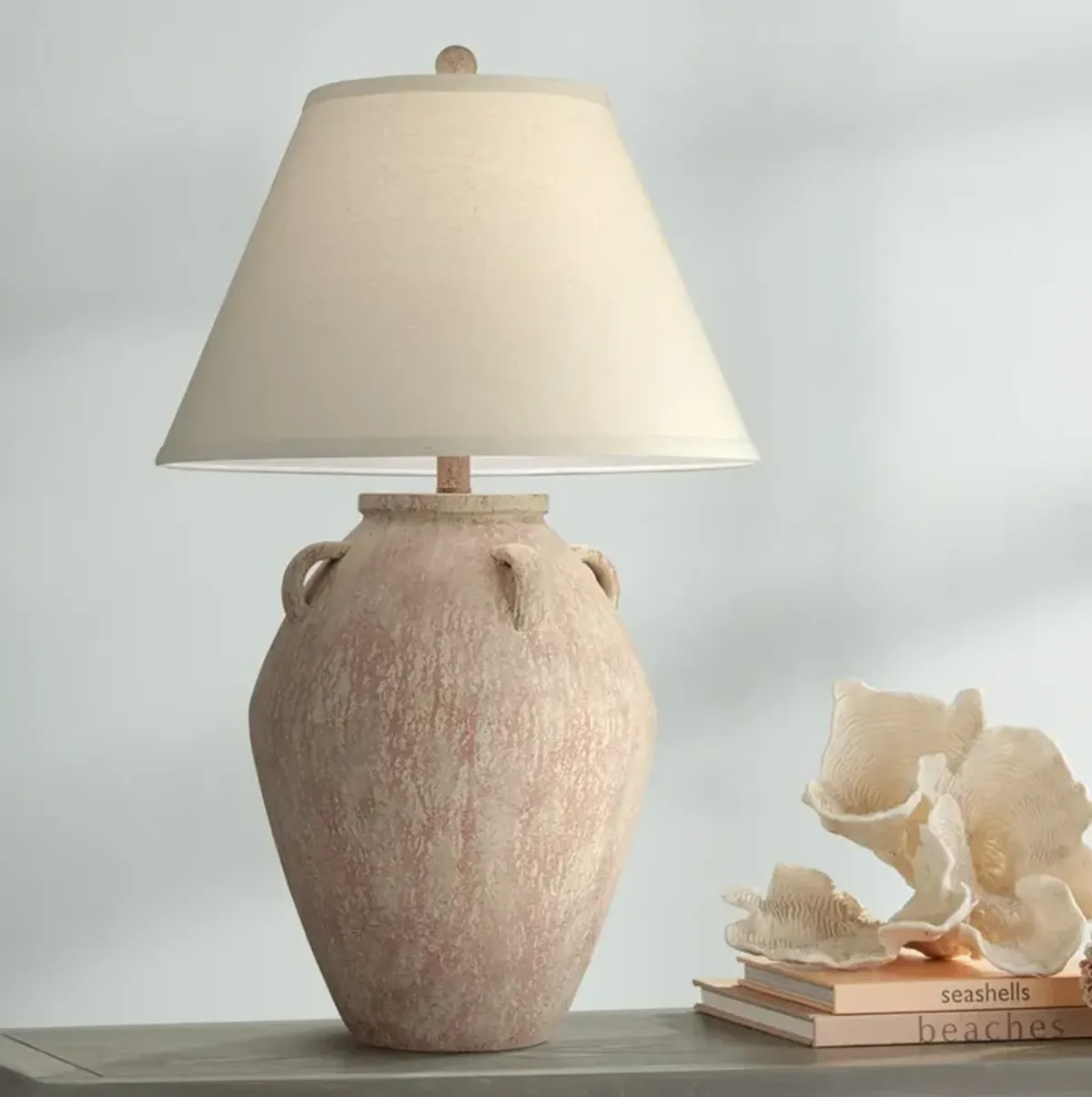 Regency Hill Ria 28 1/2" Blush Terracotta Handle Jar Table Lamp