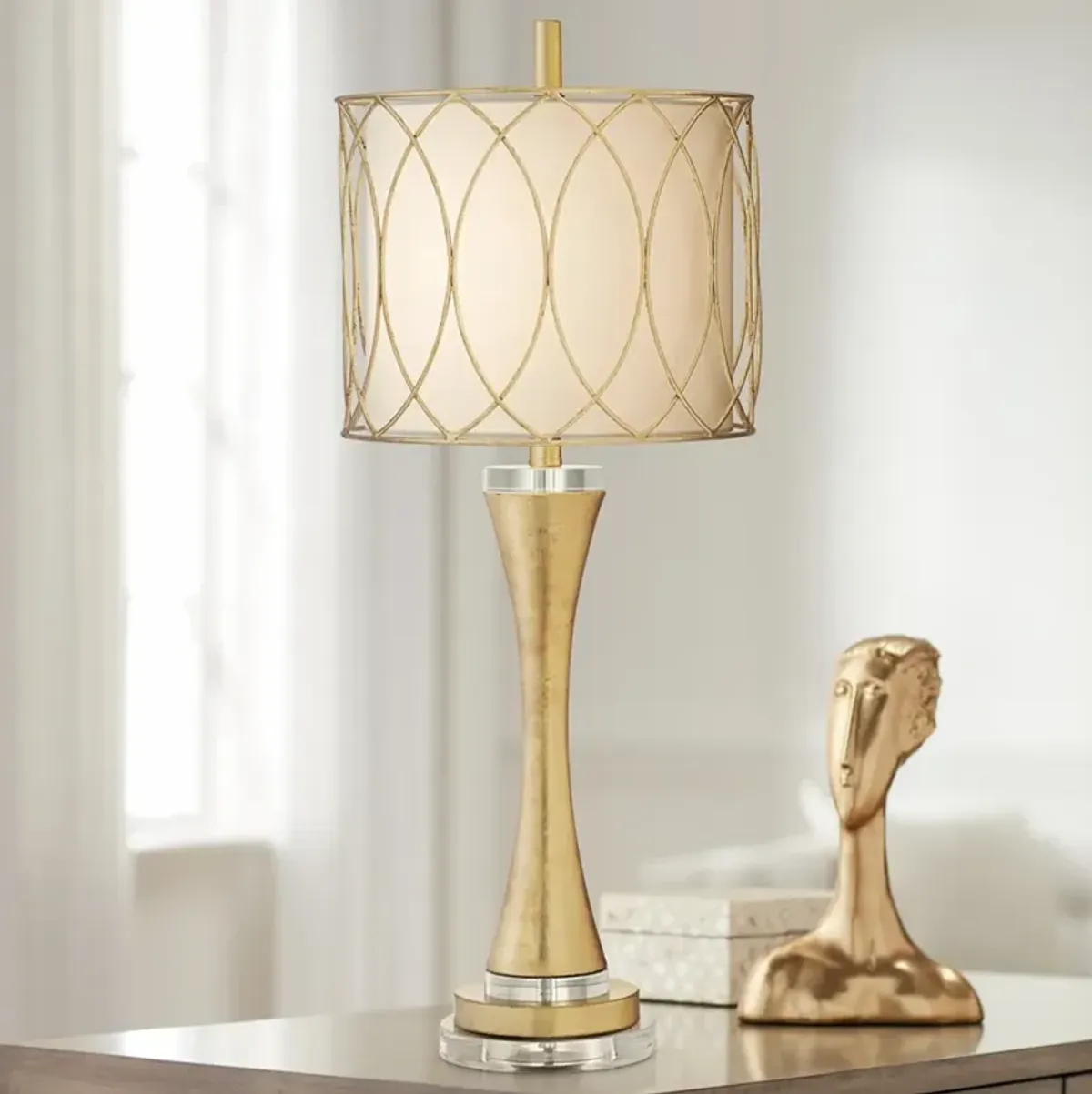 Pacific Coast Lighting Treviso 32" Gold Leaf Metal Table Lamp