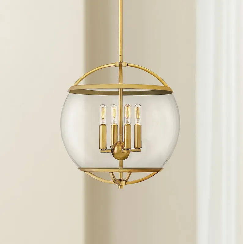 Hinkley Calvin 15" Wide Heritage Brass 4-Light Orb Pendant