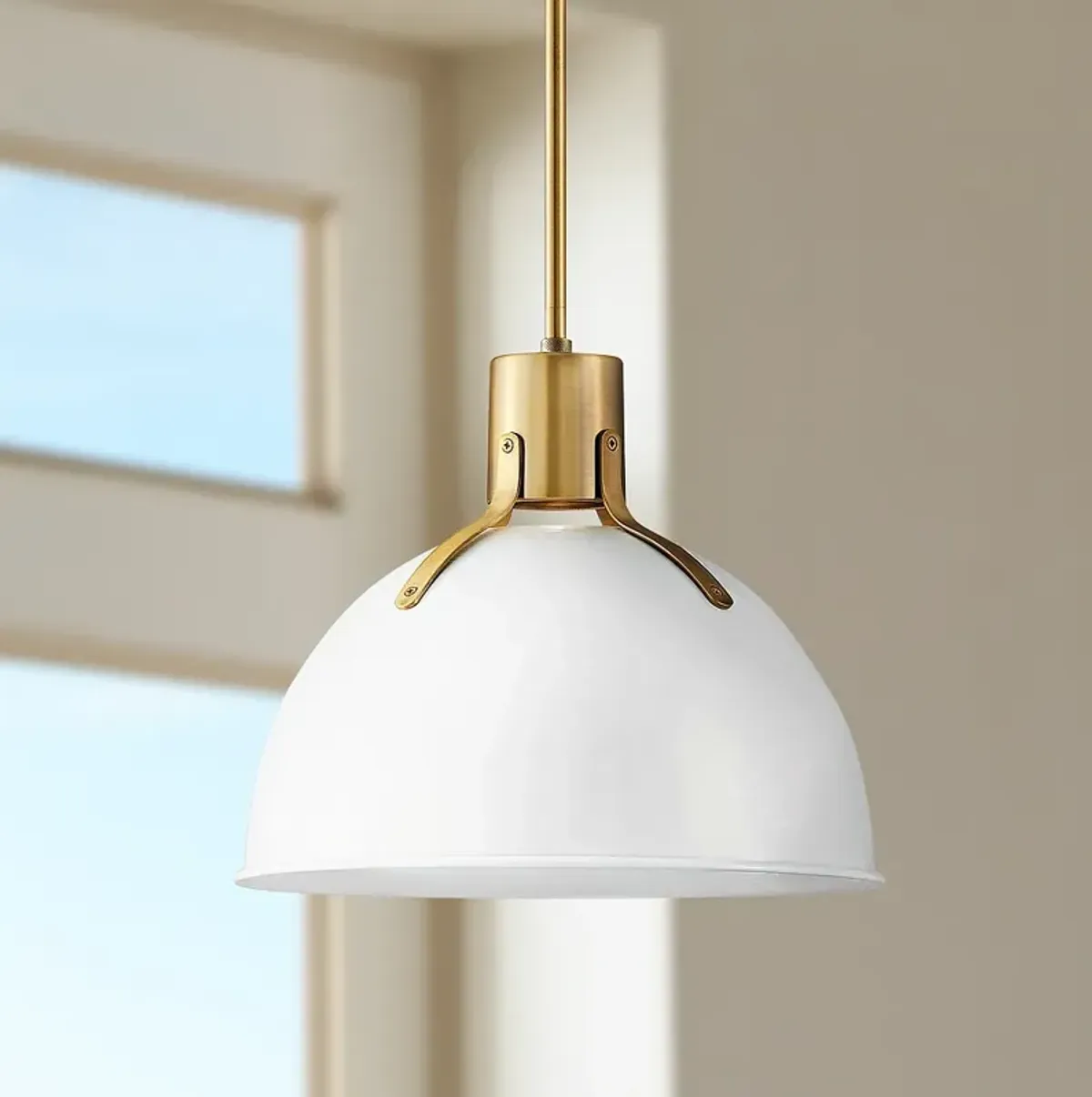 Hinkley Argo 14" Wide Polished White and Brass LED Pendant Light