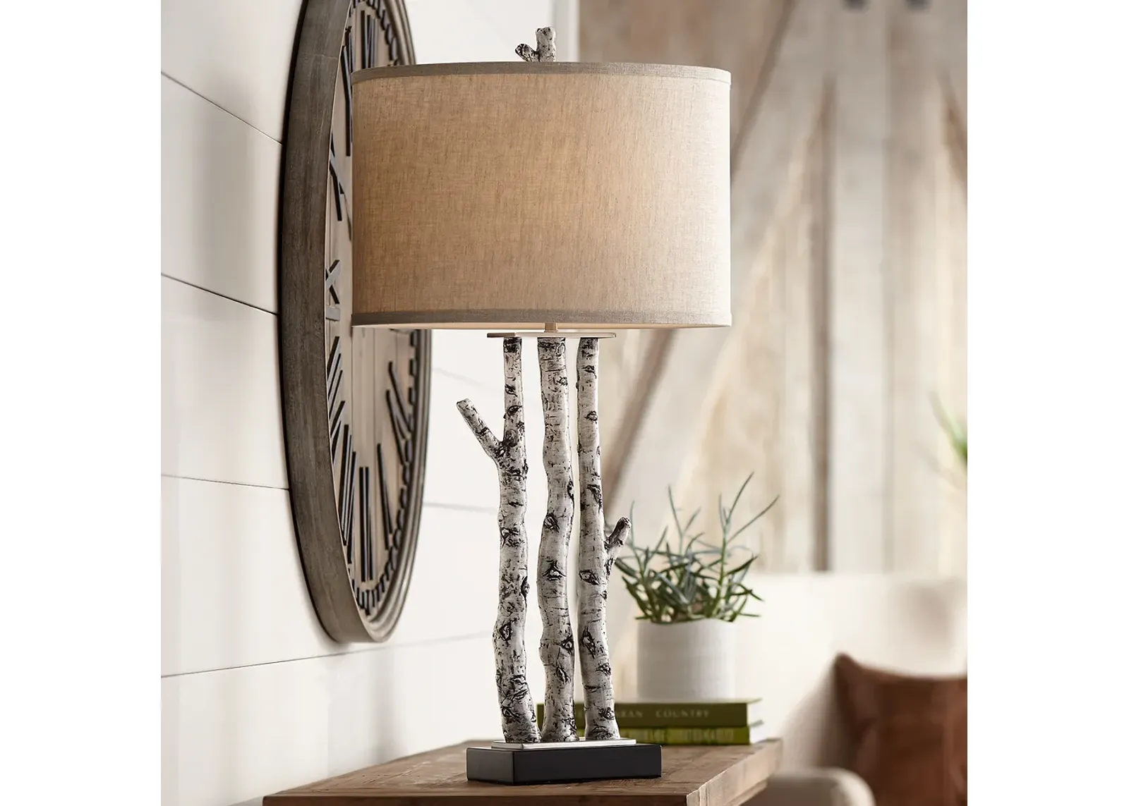 John Timberland Woodland 30" Rustic Faux Birch Tree Table Lamp