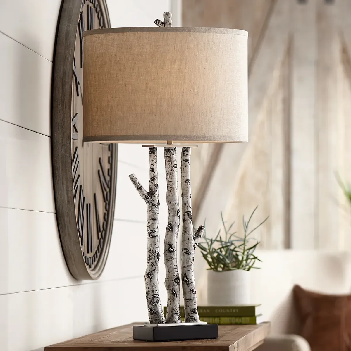 John Timberland Woodland 30" Rustic Faux Birch Tree Table Lamp