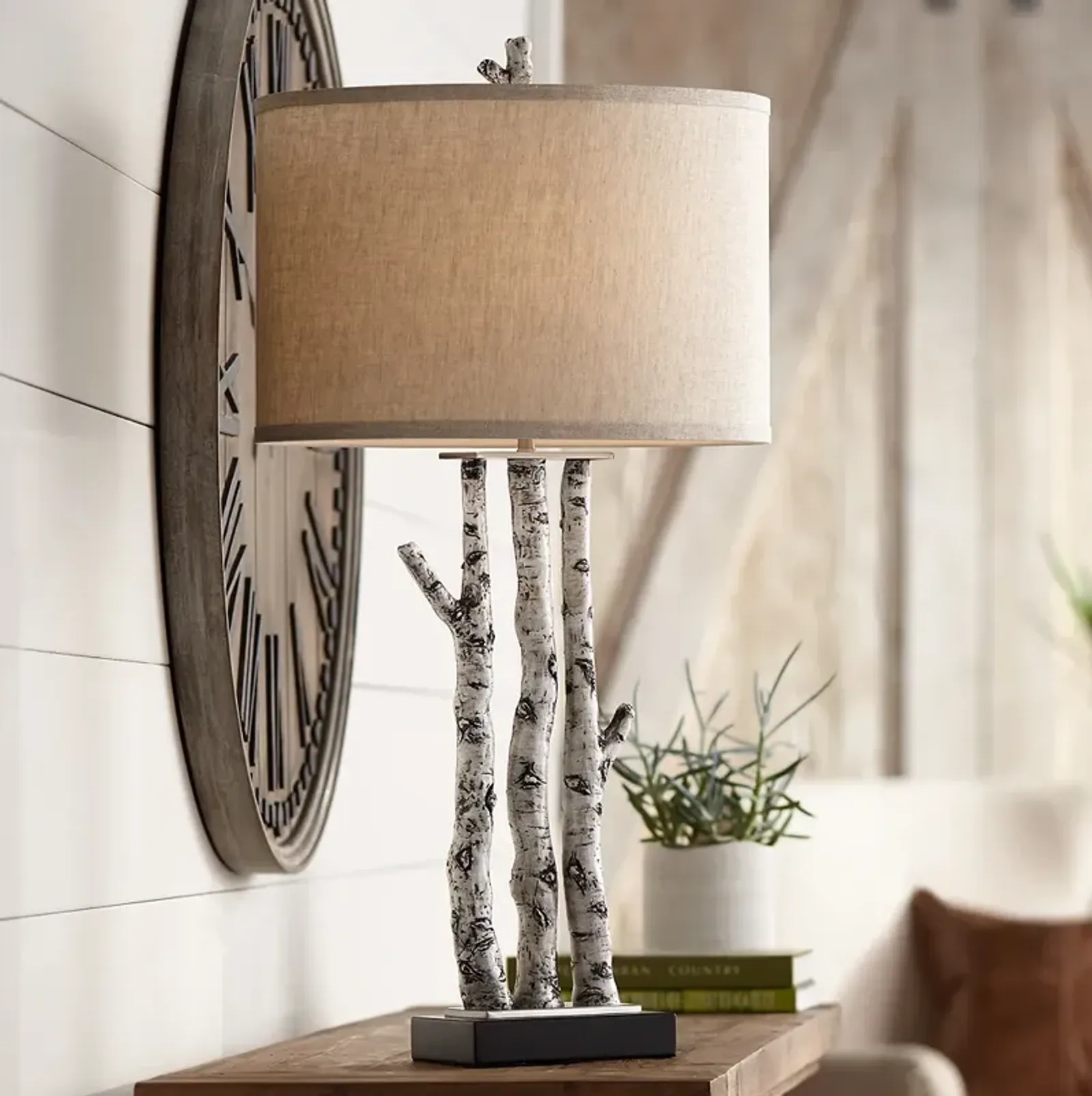 John Timberland Woodland 30" Rustic Faux Birch Tree Table Lamp