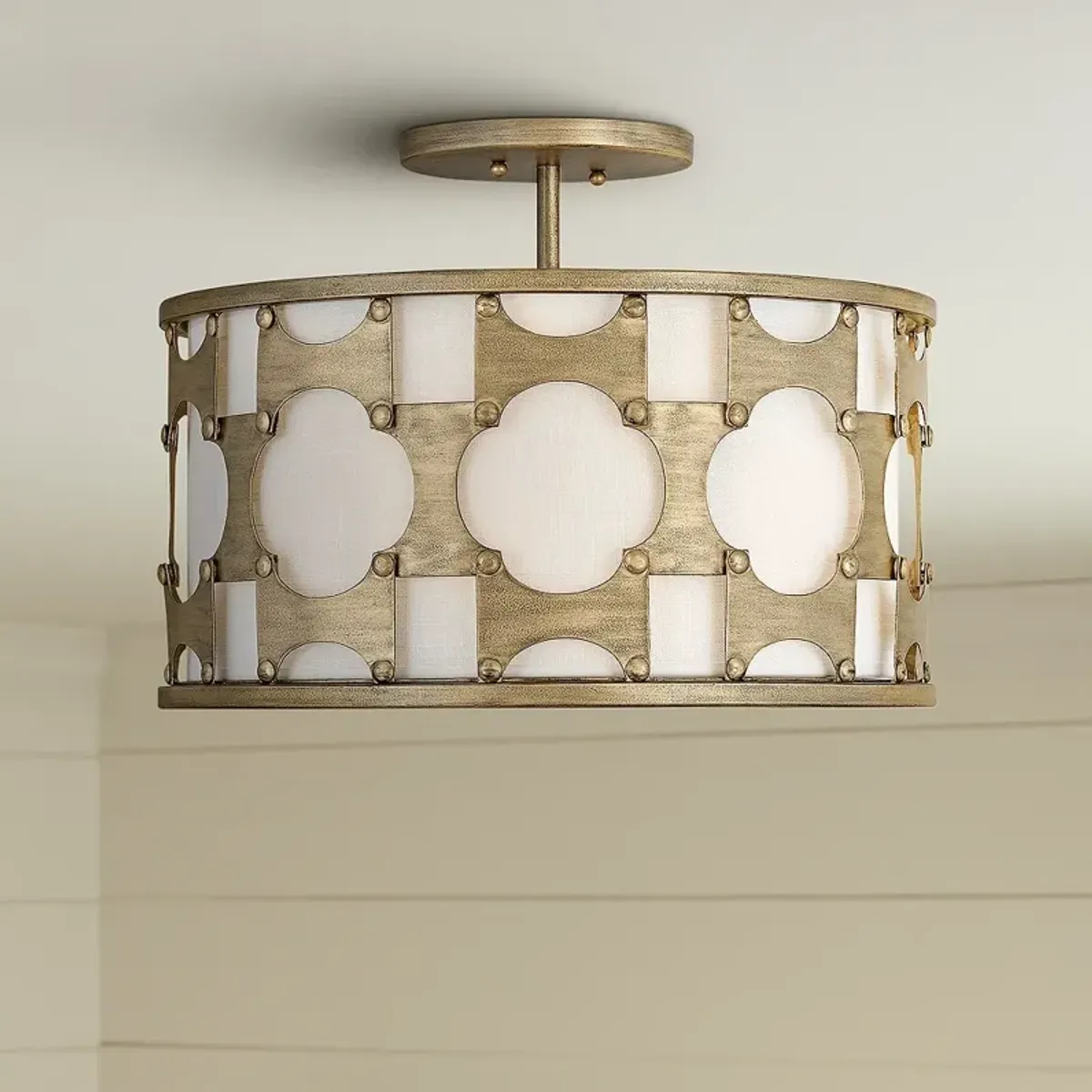 Hinkley Carter 17" Wide Burnished Gold Drum Ceiling Light