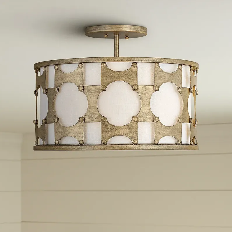 Hinkley Carter 17" Wide Burnished Gold Drum Ceiling Light