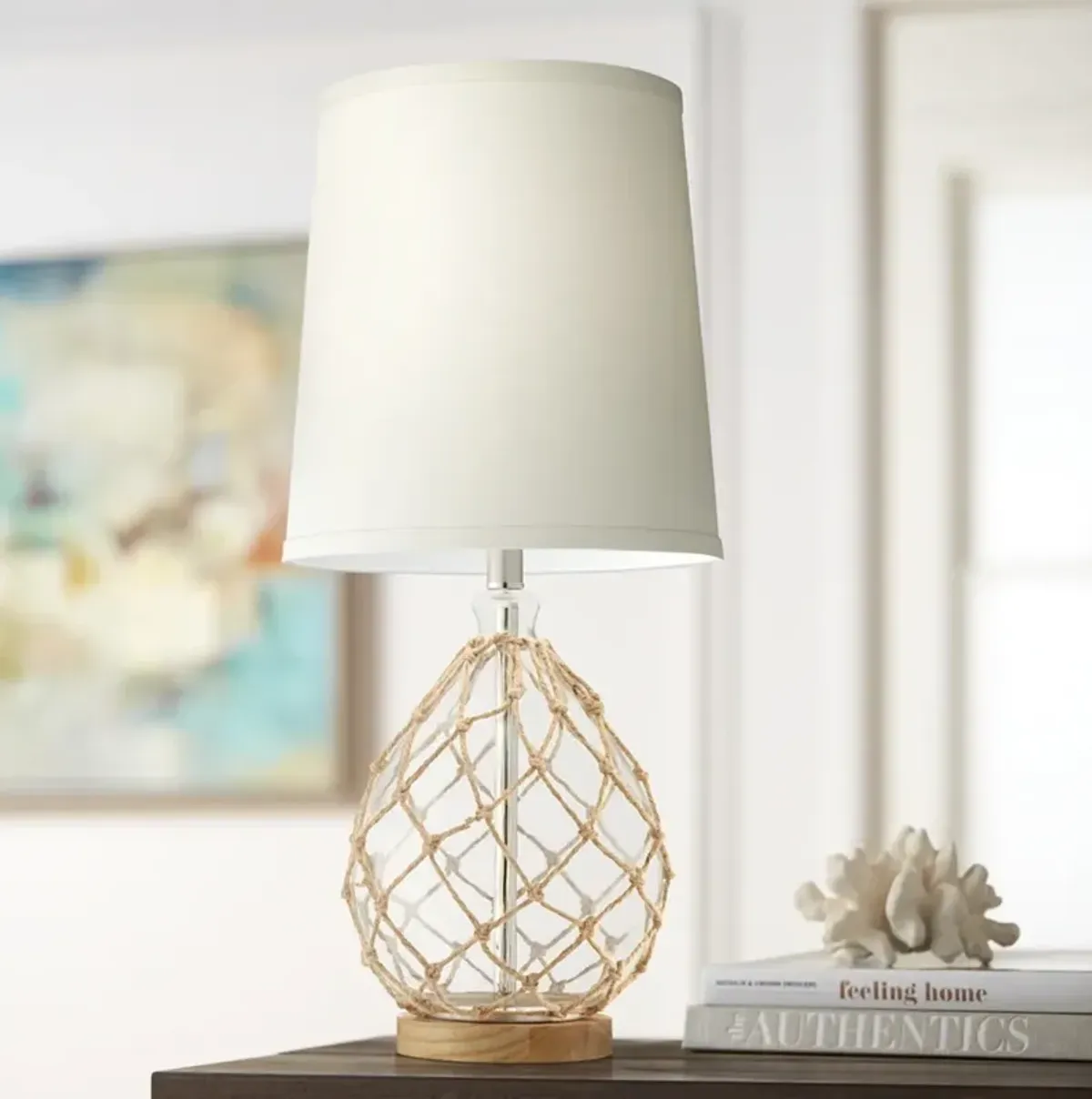 Castaway 28" High Clear Glass and Rope Coastal Table Lamp