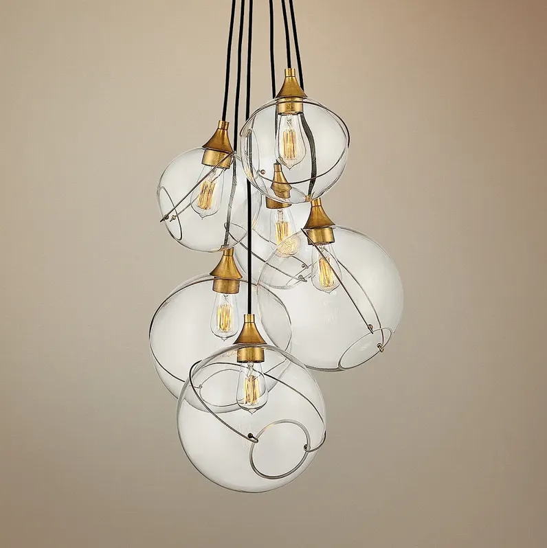 Hinkley Skye 24"W Heritage Brass 6-Light Cluster Pendant