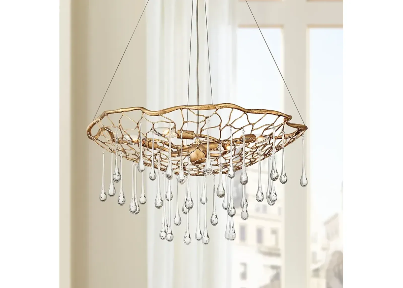 Hinkley Laguna 26" Wide Glass and Burnished Gold Net Pendant Light