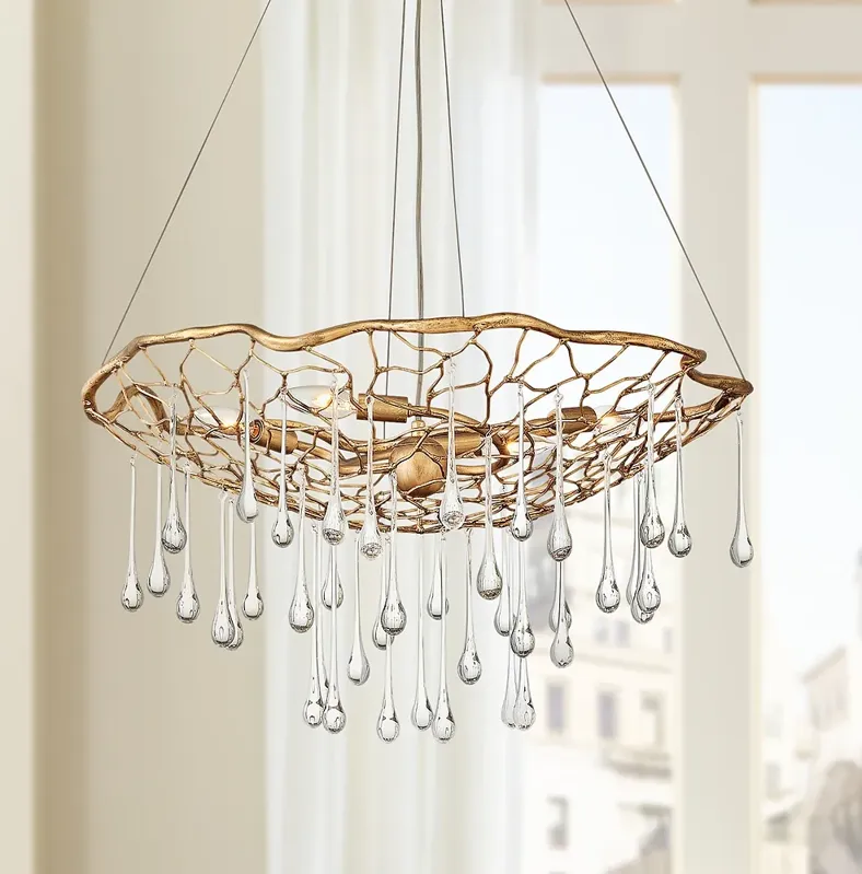 Hinkley Laguna 26" Wide Glass and Burnished Gold Net Pendant Light