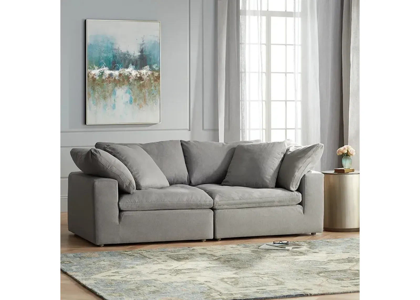 Skye Peyton Slate Gray Modular 2-Piece Loveseat