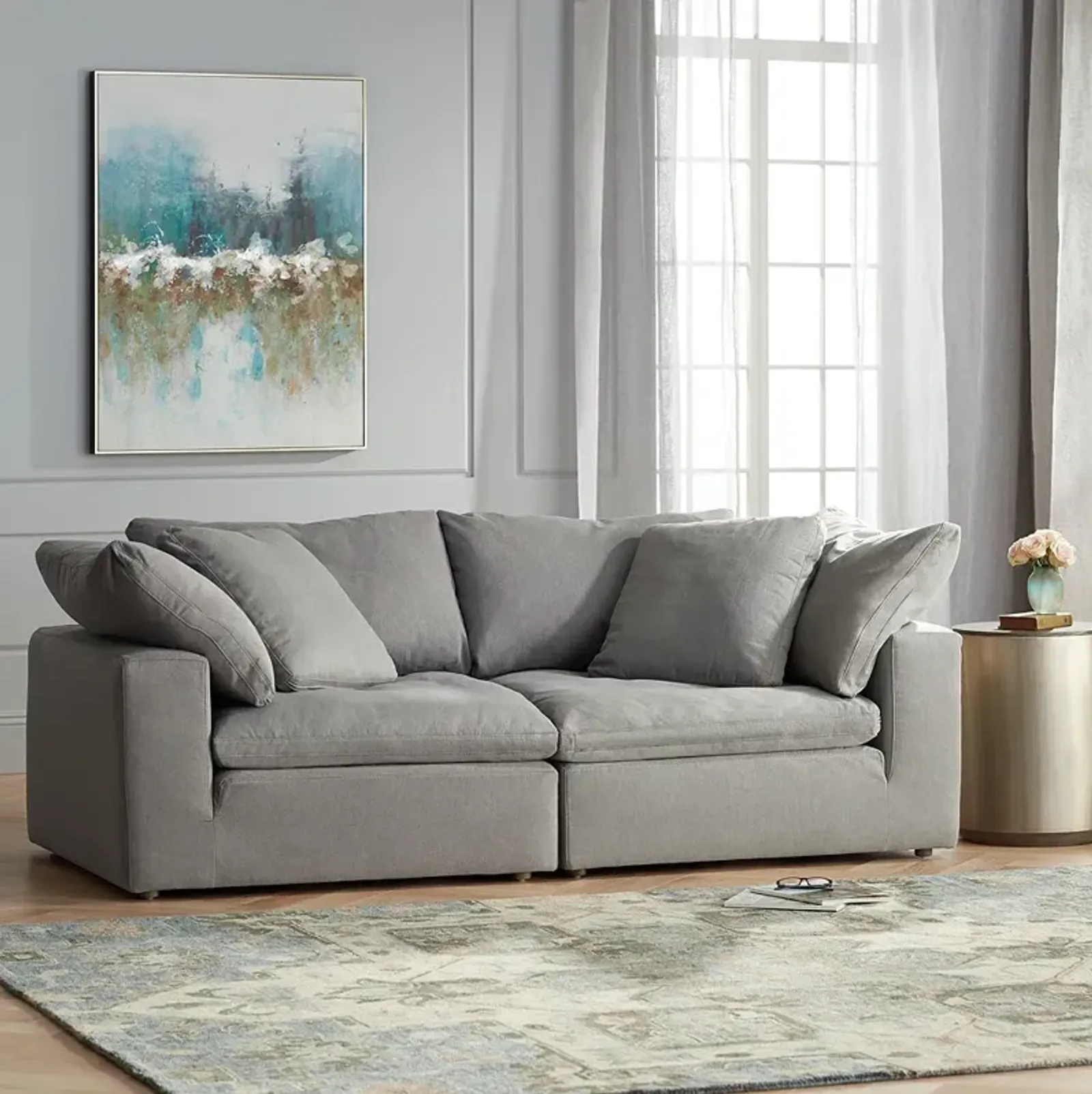 Skye Peyton Slate Gray Modular 2-Piece Loveseat