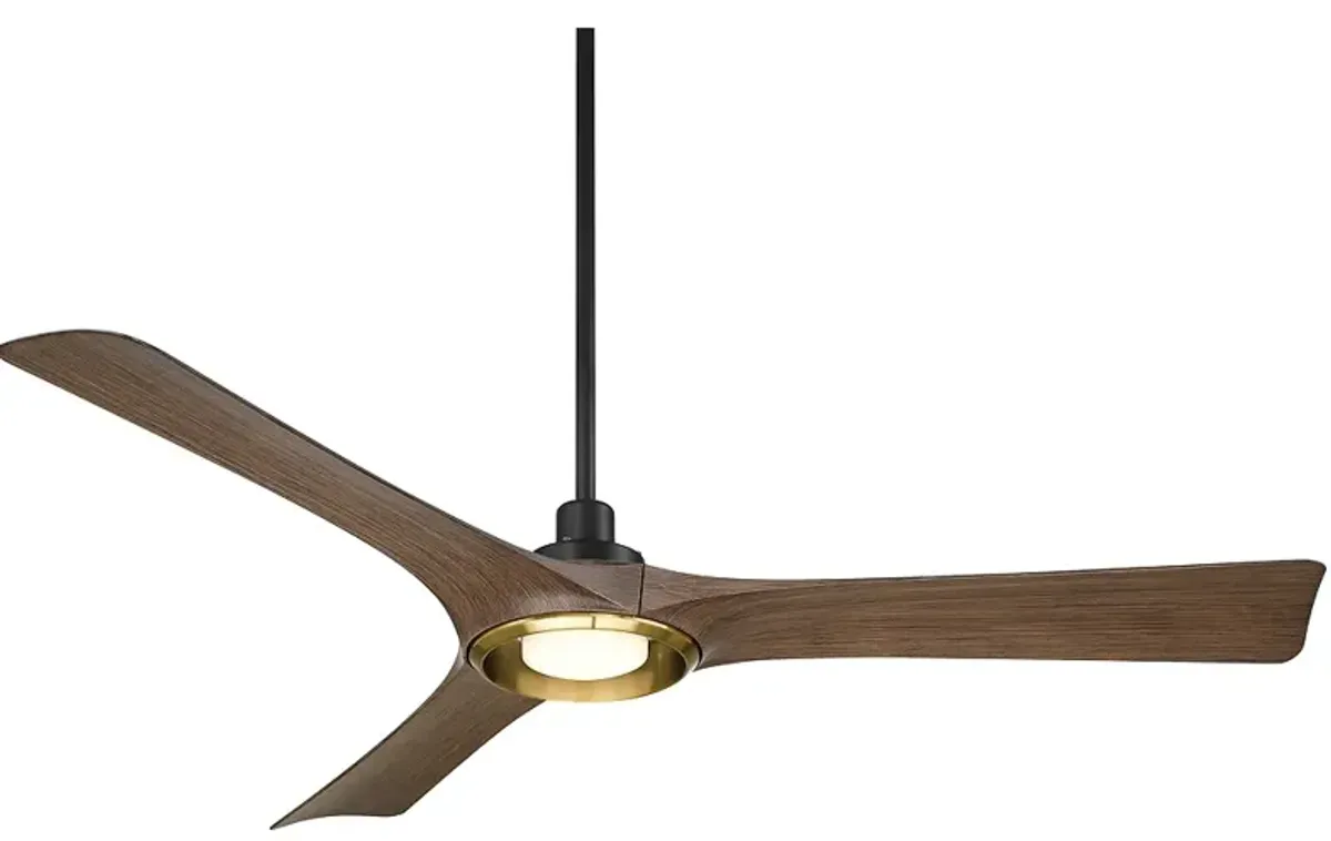 56" Casa Vieja Ethos Dark Walnut LED Damp Rated Remote Ceiling Fan