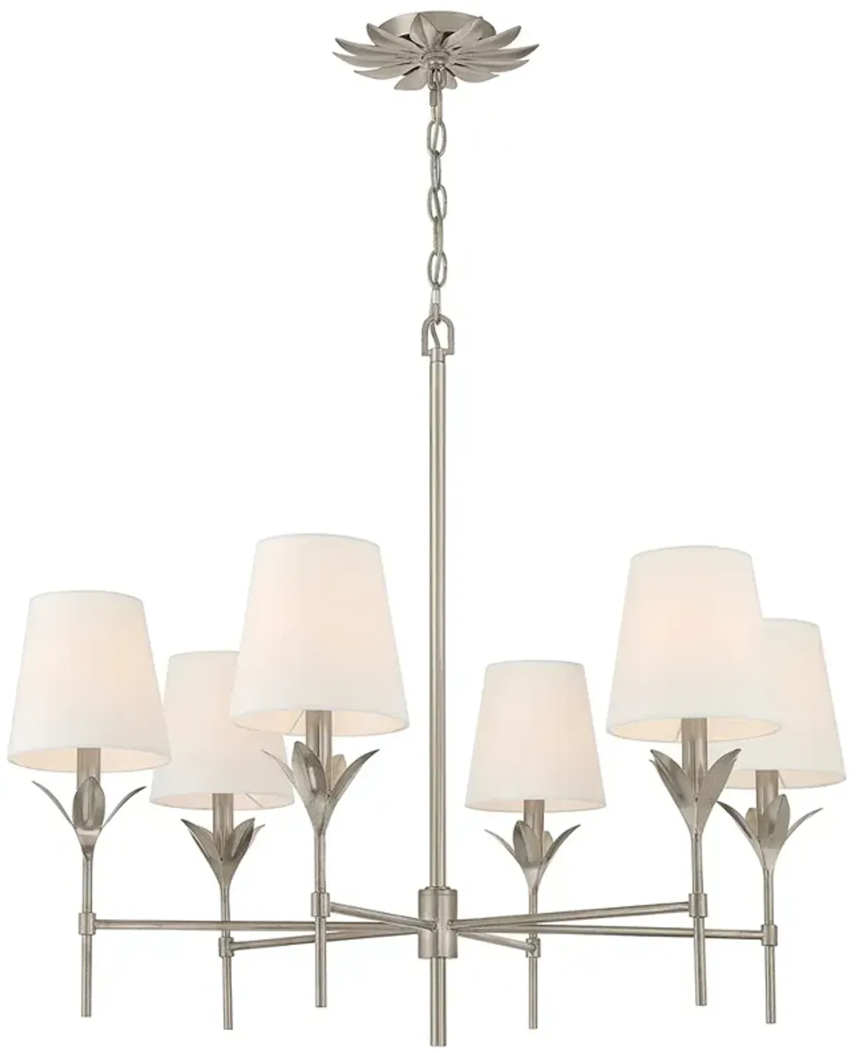 Broche 6 Light Antique Silver Chandelier