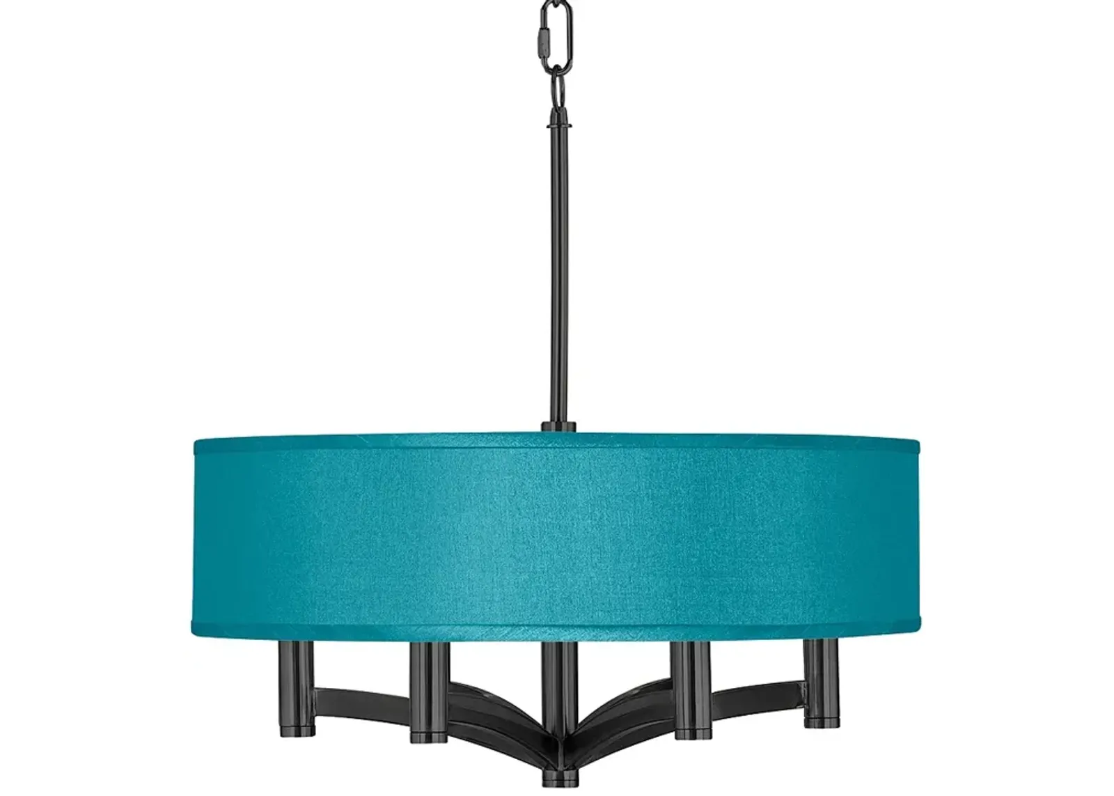 Teal Blue Faux Silk Ava 6-Light Black Pendant Chandelier