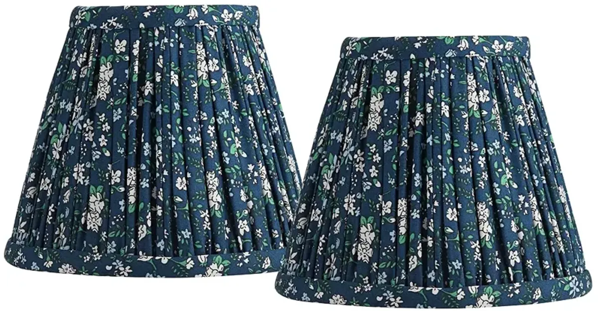 Springcrest Green Blue Floral Clip-On Lamp Shades 3.5x6x5 Set of 2