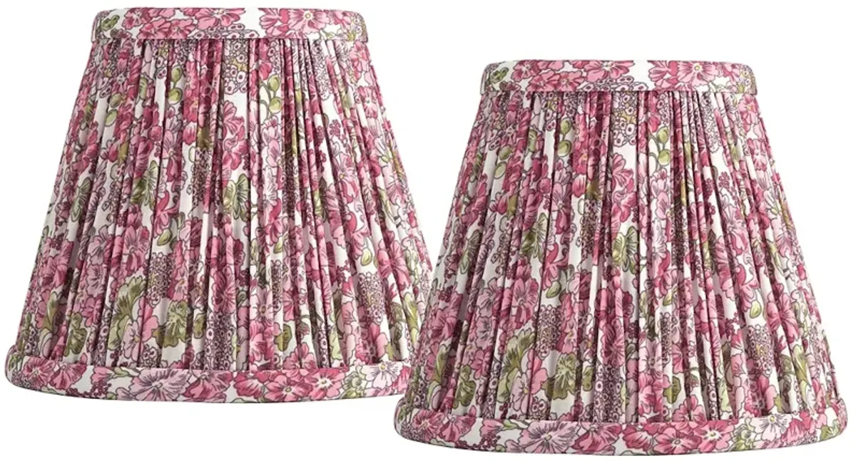Springcrest Nelle Pink Pleated Clip-On Lamp Shades 3.5x6x5 Set of 2