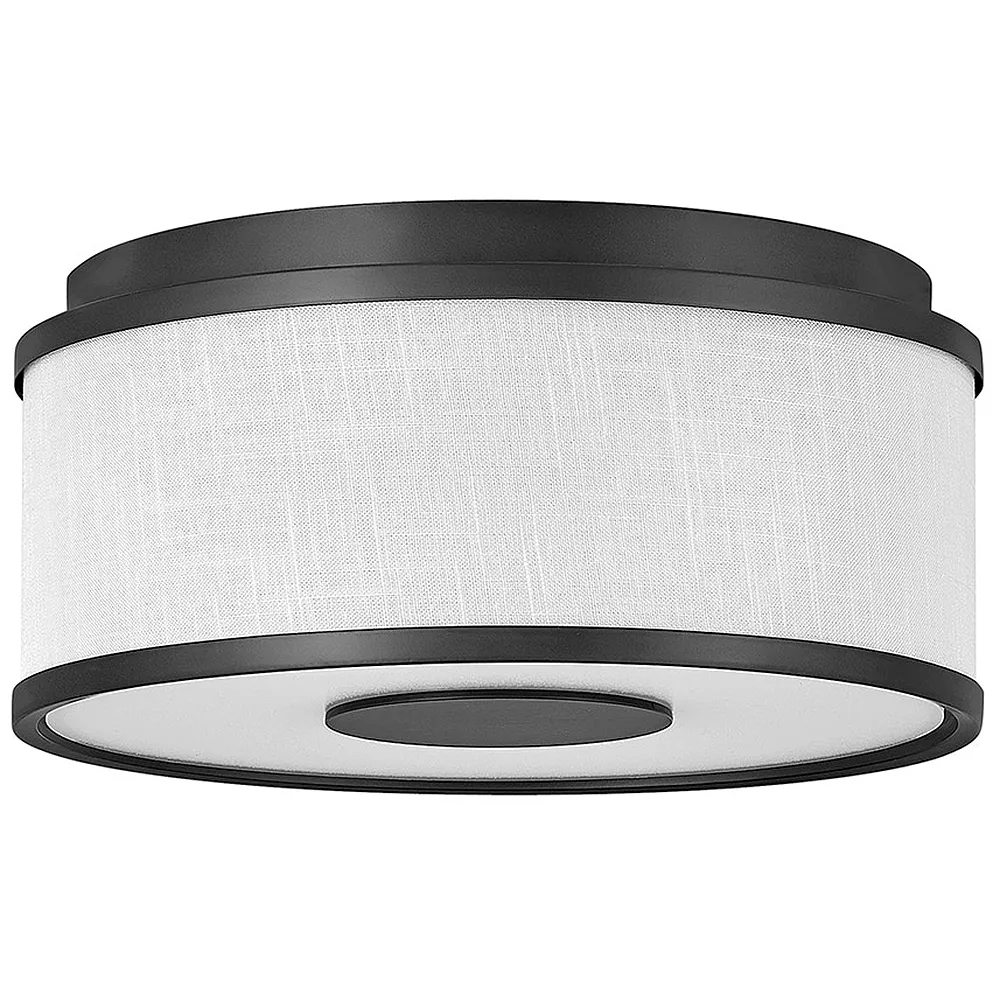 Halo 13 1/4" Wide Black Ceiling Light with Off-White Shade