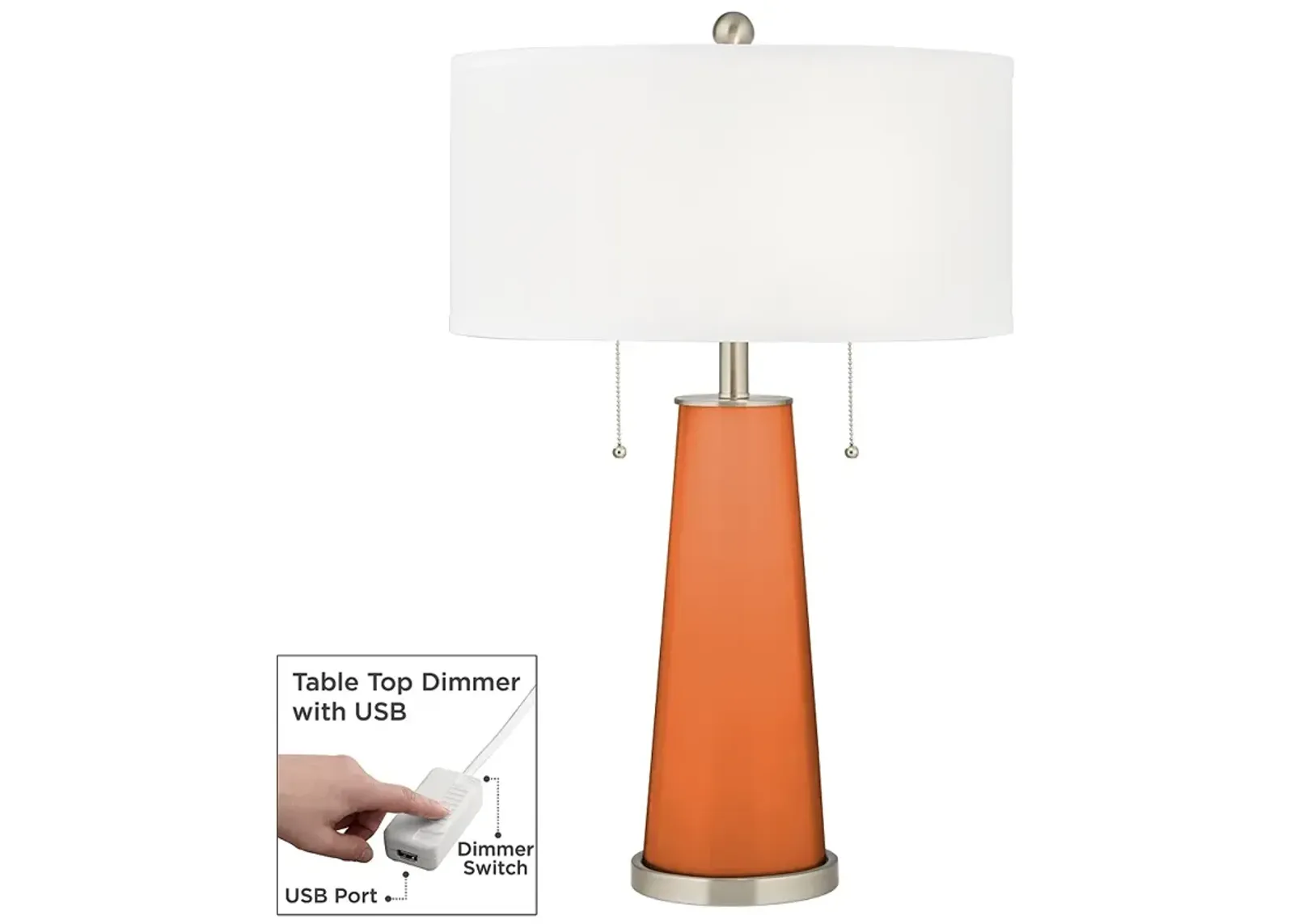 Celosia Orange Peggy Glass Table Lamp With Dimmer