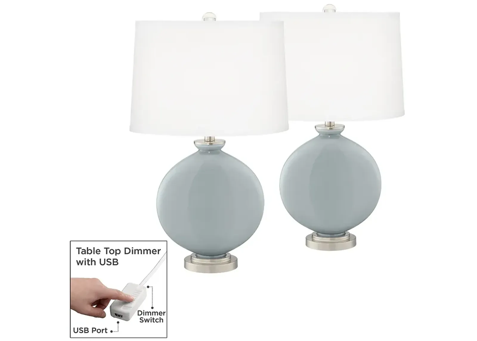 Uncertain Gray Carrie Table Lamp Set of 2 with Dimmers