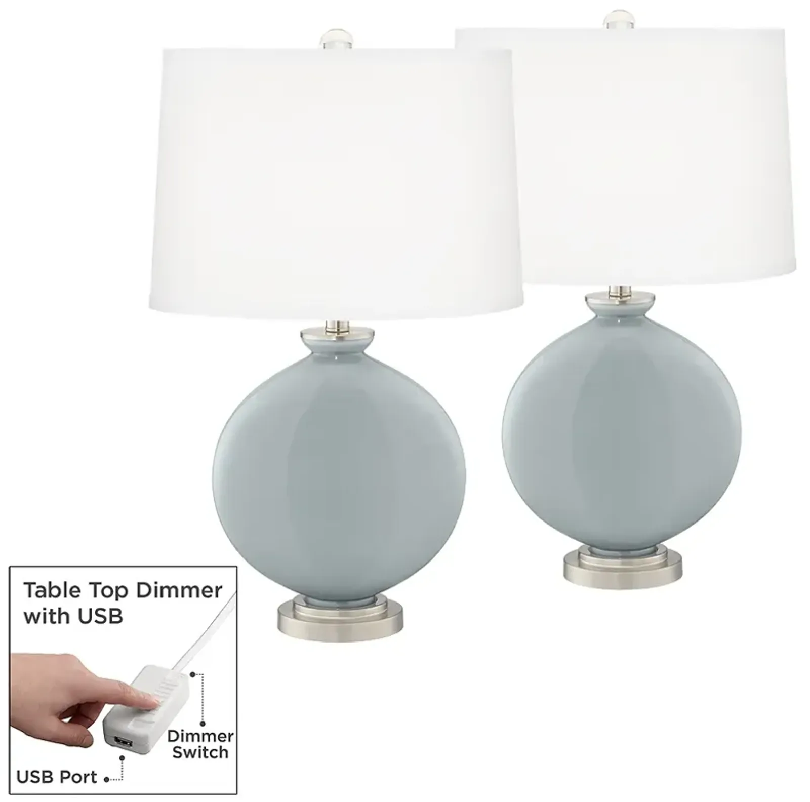 Uncertain Gray Carrie Table Lamp Set of 2 with Dimmers