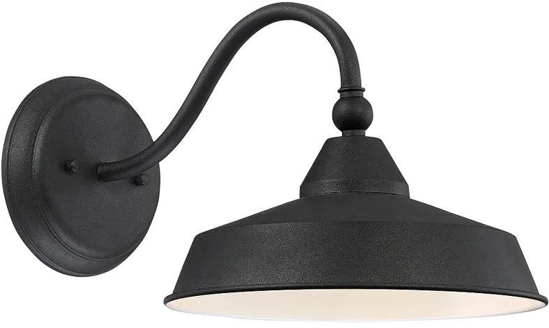 Willard 8 3/4" High Textured Black LED Barn Light Wall Sconce