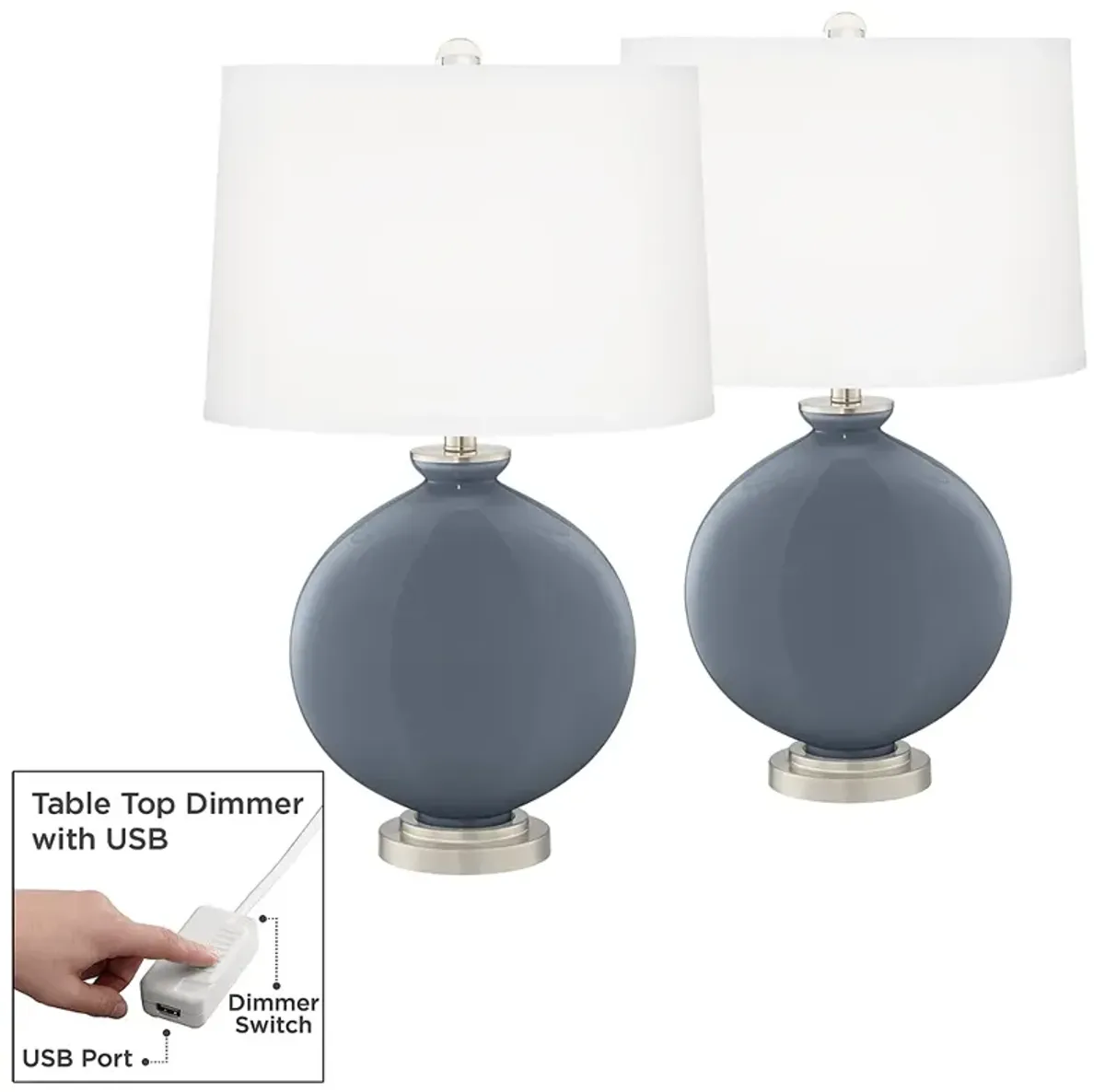 Granite Peak Carrie Table Lamp Set of 2 with Dimmers