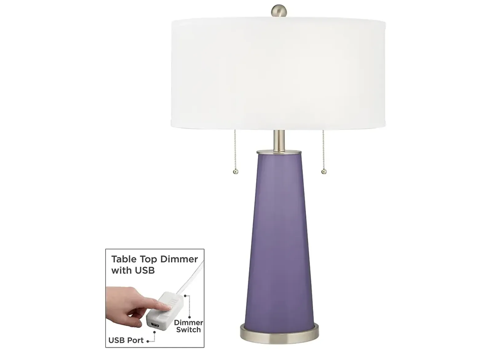 Purple Haze Peggy Glass Table Lamp With Dimmer