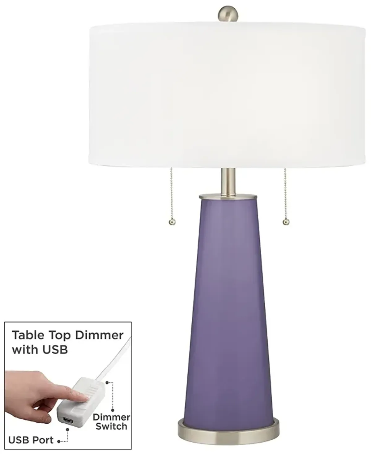 Purple Haze Peggy Glass Table Lamp With Dimmer