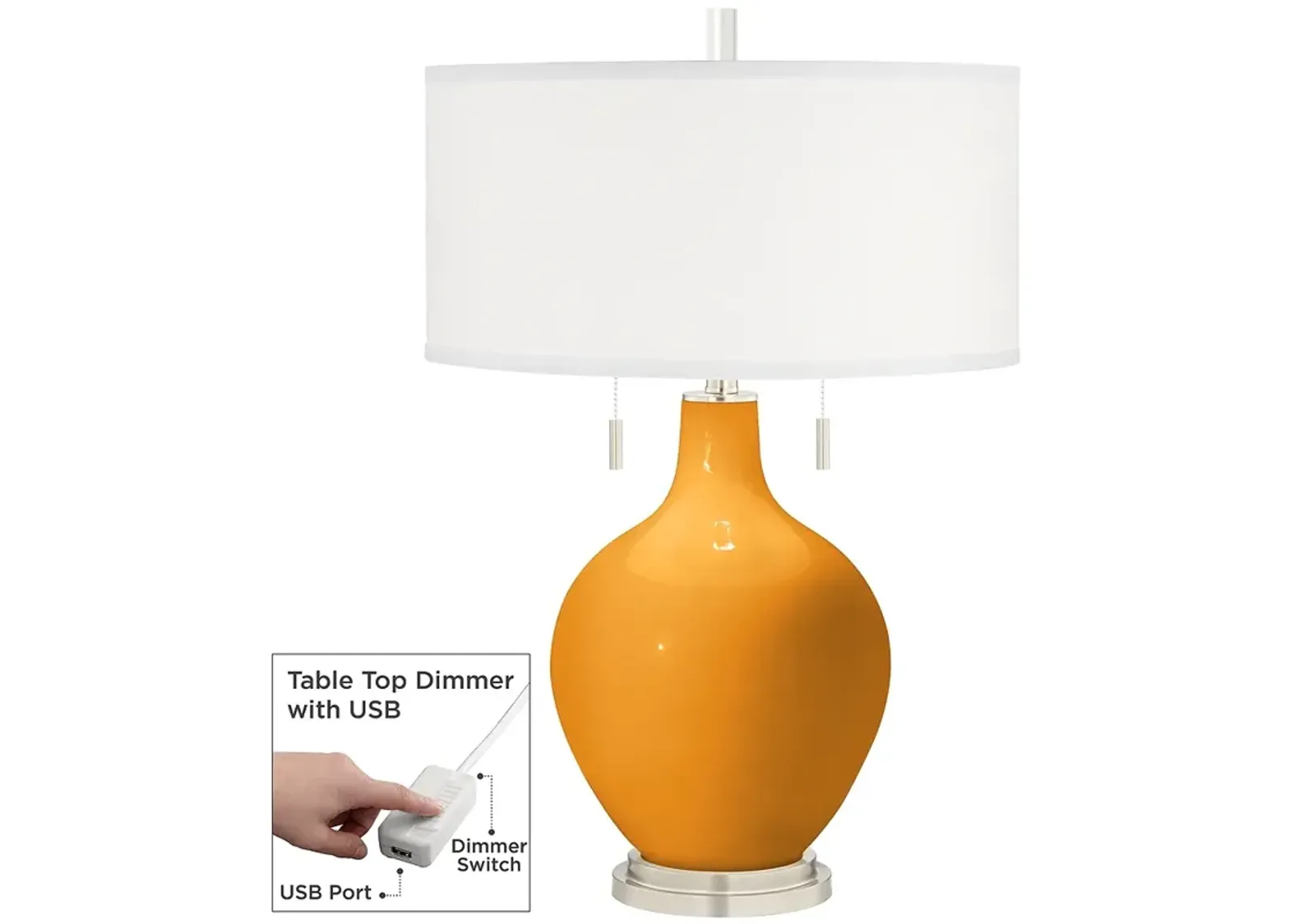 Color Plus Toby 28" Carnival Orange Table Lamp with USB Dimmer